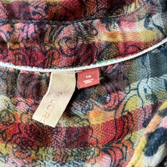 Pilcro Blue Orange Sleeveless Button Down Shirt - Picture 2 of 4